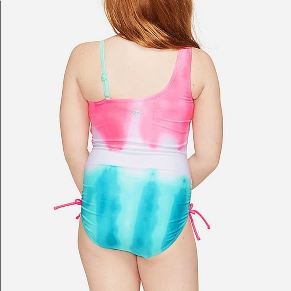 watermelon tie dye color changing 1 shoulder swim - Picture 2 of 4